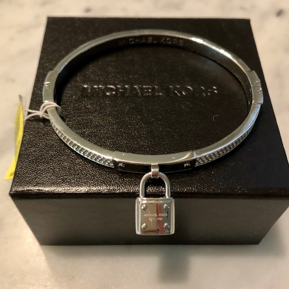 Michael Kors Pave Padlock Silver-Tone Bracelet